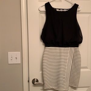 Black and White Fitted Skirt Dress